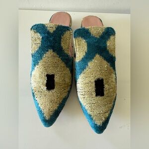 SUZANI ART SHOES Velvet Mules Shoes 39/9